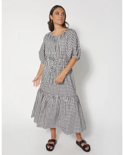 Dear Sutton Annabelle Dress - Blk/Wht Gingham