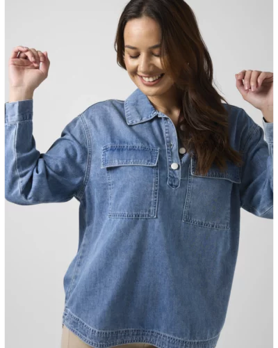 Stella + Gemma Light Wash Pip Overshirt
