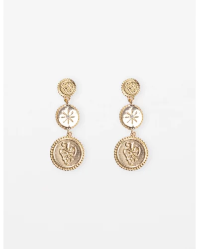 Stella + Gemma Gold Triple Medallion Earring