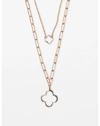 Stella + Gemma Gold Chain Dble CutOut Flower Necklace