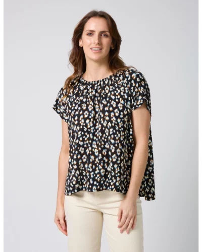 Stella + Gemma Navy Leopard Clio Blouse