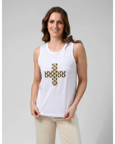 Stella + Gemma White Everyday Tank Fez Cross