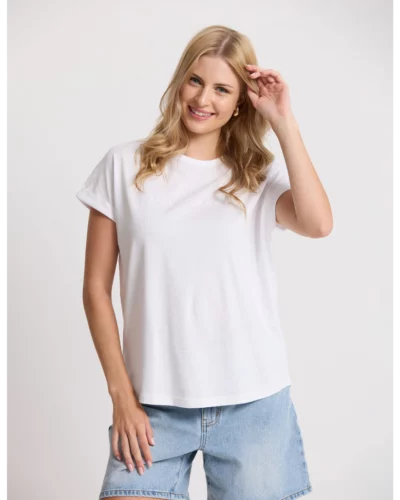 Stella + Gemma White Soho Cuff Crew