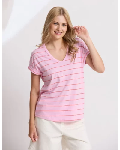 Stella + Gemma Candy with Red Stripe Soho Cuff V Tee