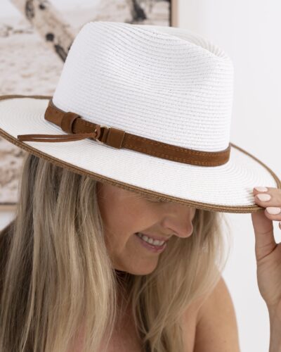 Bianca Panama White Suede Trim Hat