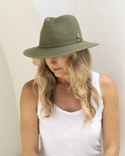 Irene Short Brim Panama Olive Hat