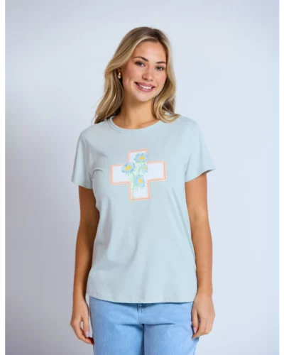 Stella + Gemma Classic Tee Postcard Cross - Duck Egg