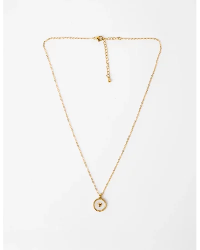Stella + Gemma Gold Shell Round Pendant w/Mini Heart Necklace