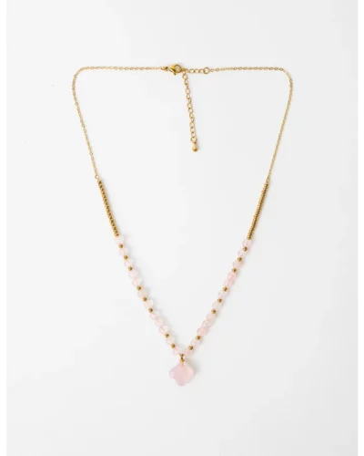 Stella + Gemma Necklace Howlite Clover - Gold Pink