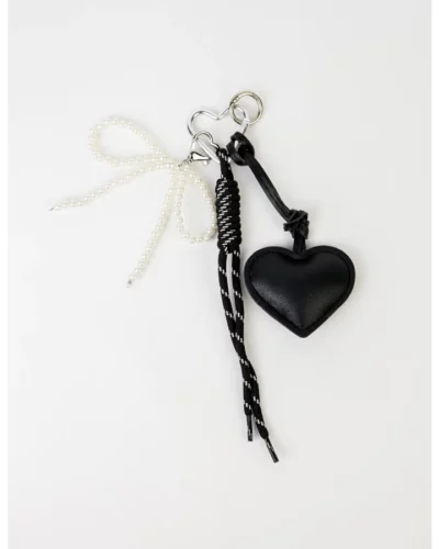 Stella + Gemma Keychain Rope and Heart - Black