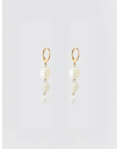 Stella + Gemma Earrings Shell Flowers - Gold Hoop Shell Flowers