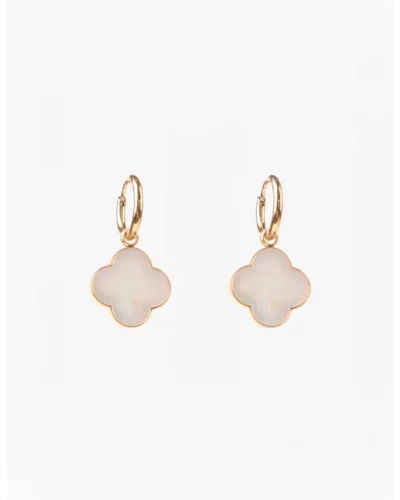 Stella + Gemma Earrings Shell Clover - Gold Hoop Shell Clover