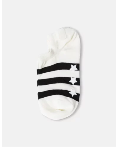 Stella + Gemma No Show Socks White w/Stars and Black Stripes