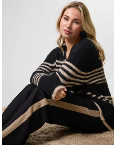 Stella + Gemma Stripe Cardigan - Black Sand