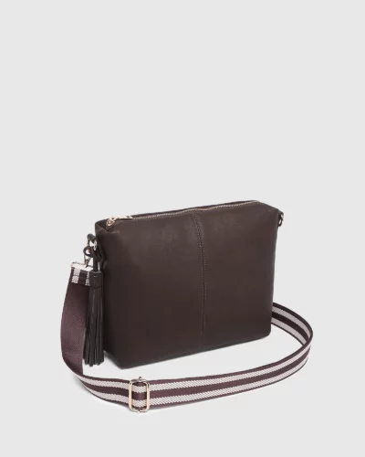 Lounhide Daisy Stripe Crossbody Bag | Chocolate